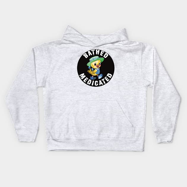 Bathed Medicated Duckling Kids Hoodie by Hard Cringe